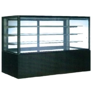 Gea rectangular cake showcase black marble panel 3 shelves (etalase pajangan kue) type sr-780v Uk.240x68x140cm 