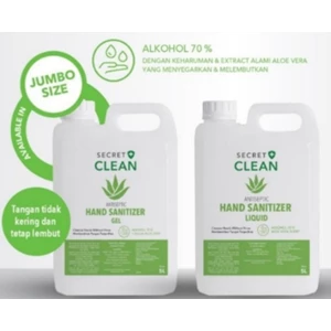 Secret clean hand sanitizer gel jerigen 5 liter x 4 pcs/ctn