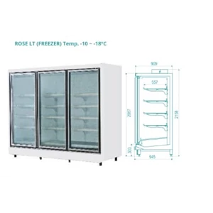 Gea Freezer Supermarket Refrigeration Cabinet Type ROSE LT 3 Door 