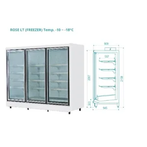 Gea Freezer Supermarket Refrigeration Cabinet Type ROSE LT 5 Door 