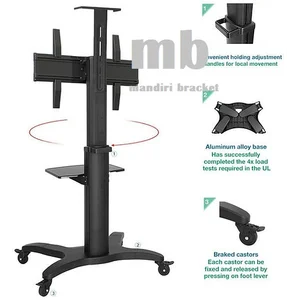 Bracket tv NB North Bayou AVF1500-50-1P TV Trolley Universal TV Stand with Wheels Height Adjustment TV Stand Rollable Universal TV Stand TV
