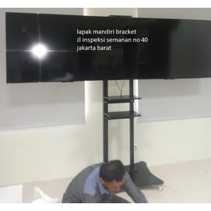 tiang bracket tv  standing plat kupu kupu dual tv 