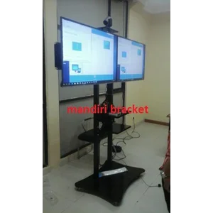 tiang bracket tv  standing plat kupu kupu dual tv 