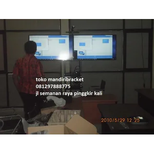 tiang bracket tv  standing plat kupu kupu dual tv 