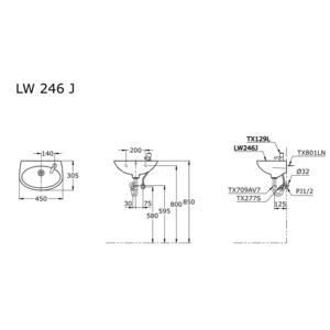 Wastafel Toto LW 246 J