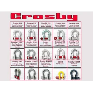 Hoists CROSBY - Shackle Crosby G-209 - Shackle Crosby G-209A - SHACKLE CROSBY - Screw Pin Shackle Crosby Omega G-209 - Screw Pin Shacle Crosby Dee G-210 - Bolt & Nut Shackle Crosby Omega G-2130 - Bolt & Nut Shackle Crosby Dee G-2150