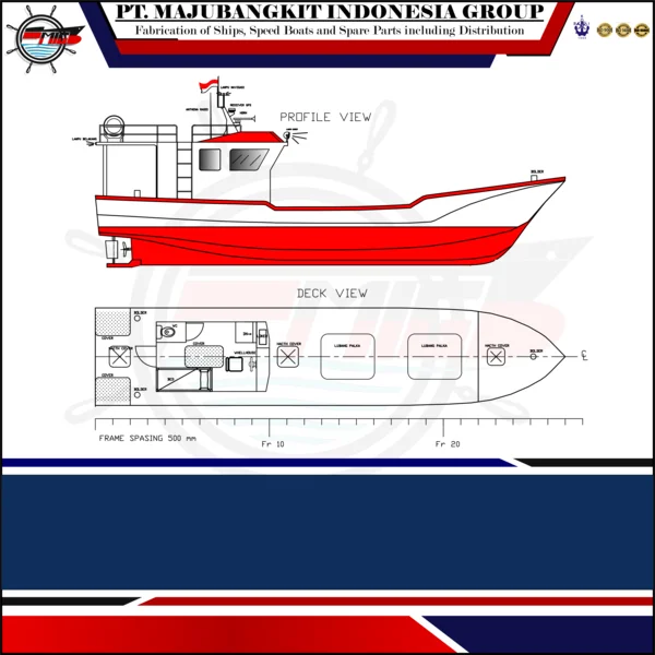 KAPAL IKAN 10 GT 13.5 METER (LEBAR 2.8 M) V2