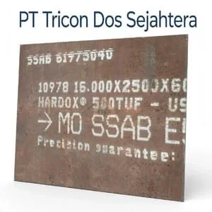 Plat Besi / Plat Baja Hardox TUFF 500 Ukuran 16 mm x 1200 x 6000