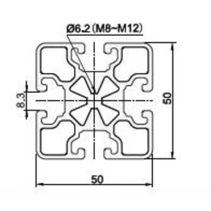 Aluminium Profile 5050 dengan type ( H8 50x50R4 L )