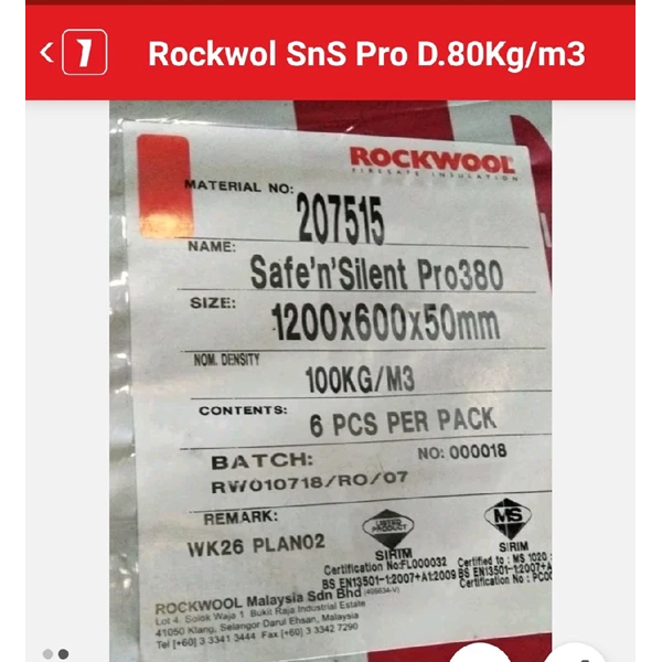  Rockwool Slab Safe n Silent Density 60 kg/m3