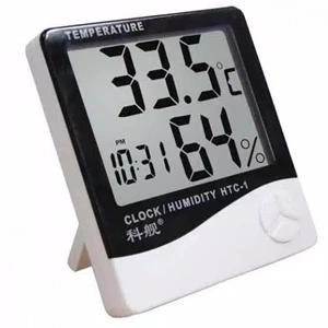 Alat Ukur Pengukur Suhu Udara Ruangan Digital Temperatur Humidity Meter + Clock Calender Higrometer