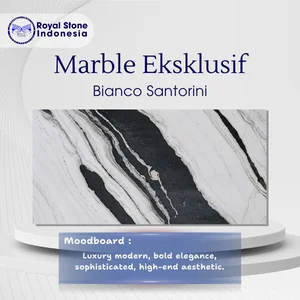 Marmer BIANCO SANTORINI – Marmer Putih Premium dengan Vein Hitam Drama