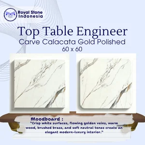 Top Table Engineer Stone Carve Calacata Gold Polished 60x60