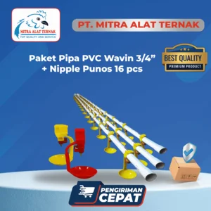 Paket Pipa PVC Wavin 3/4'' + Nipple Punos 16 Pcs