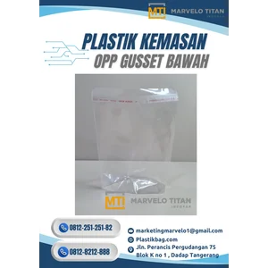 Plastik Kemasan OPP Gusset Bawah – Bening Kristal Seal Lem & Dasar Lebar