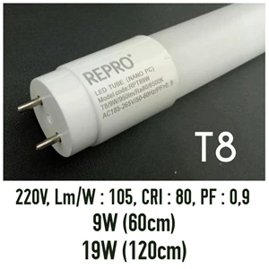 Lampu T8 Led Repro 9W (60 Cm) Warm White