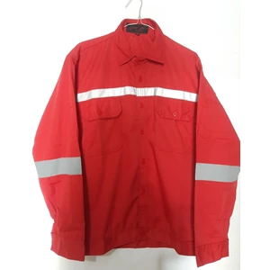 Baju atasan Kerja safety merah lengan panjang
