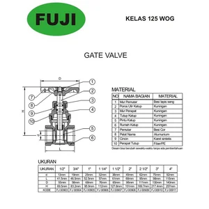 Gate Valve Kuningan FUJI Size 1/2 Inch Kelas 125 WOG