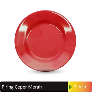 Piring Makan Ceper 7 inch Merah - Glori Melamine 2170 
