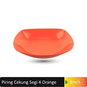 Piring Cekung Segi Empat 8 inch Orange - Glori G2580