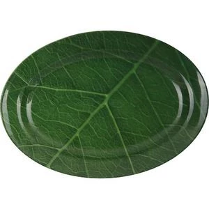 Oval Platter Teak Leaves Motif 12 inch - Ifiancy Melamine 6312