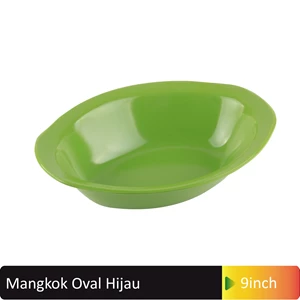 Mangkok - Mangkuk Oval 9 inch Hijau - Glori Melamine 4609