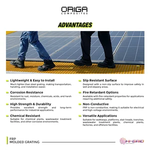 FRP Molded Grating - HI-Grid - Mesh Size: 38x38mm; Panel Size Available: 1000x4000mm; 