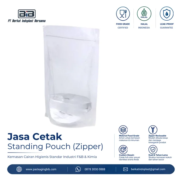 Jasa Cetak Kemasan Plastik Zipper Standing Pouch  - Custom