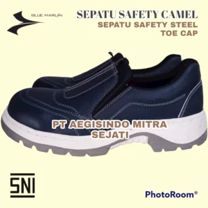 Sepatu Safety SNI Ujung BESI Blue Marlin CAMEL Safety Shoes Navy