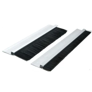 Aluminium or Plastic Door Brush Seal Lis Bulu Penutup Celah Pintu Dari Debu Bahan Silver Aluminium dan Plastik Coklat