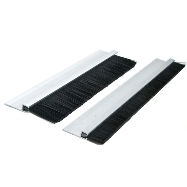 Aluminium or Plastic Door Brush Seal Lis Bulu Penutup Celah Pintu Dari Debu Bahan Silver Aluminium dan Plastik Coklat