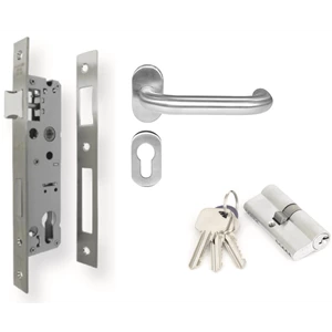 Kunci Pintu Aluminium Lockcase Set [ Lever Handle + Mortise + Cylinder Lock ] Dekkson Kunci Set Pintu Aluminium Dekson