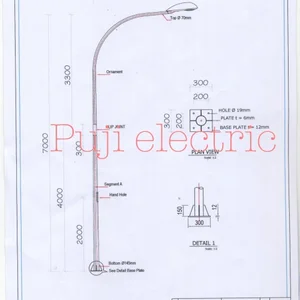 Tiang  pju Hott dip Galvanized single