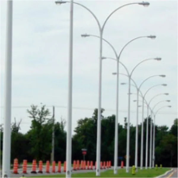 Tiang Lampu Jalan Pipa bulat ornament double 8m parabol 