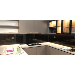 Lacobel black 5mm glass for kitchen set backsplash applications
