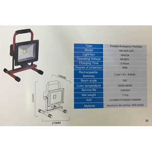 Lampu Sorot LED / Flood Light Himawari -20W DC Portable