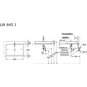 Wastafel Toto LW 645 JN