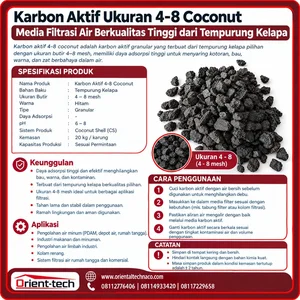 Media Filter Karbon Aktif 4–8 Coconut Karbon Aktif Tempurung Kelapa Granular untuk Filter Air