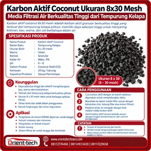 Karbon Aktif Coconut 8x30 Mesh Activated Carbon Tempurung Kelapa untuk Media Filter Air