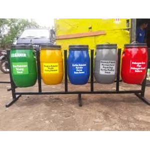 Tempat Sampah Drum Plastik 5 Pilah 60 Liter