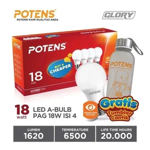 Led Paket Potens 18 Watt Isi 3 Free 1 Cahaya Putih