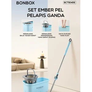 Alat Pel Lantai BONBOX BCT50406 2in1 Ember Spin Mop Peras Otomatis