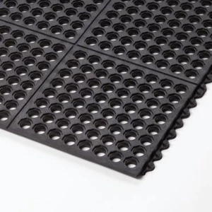 Rubber Mat Black Perforated Holes 