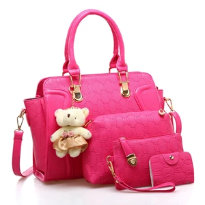 Tas Tangan Wanita Import New Satu Set 4 In 1 Warna Pink (Merah Muda)