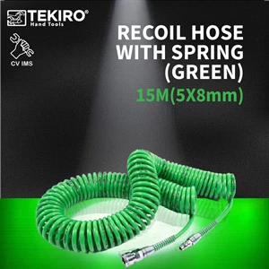 Recoil Hose With Spring Green TEKIRO 15M 5x8mm AT-RH1118