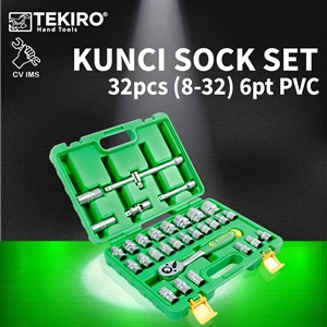 Kunci Sock Set 32pcs 1/2" 8-32mm 6PT PVC TEKIRO SC-SE0618