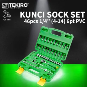 Kunci Sock Set 46pcs 1/4" 4-14mm 6PT PVC TEKIRO  SC-SE0620