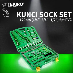 Kunci Sock Set 120pcs 1/4"- 3/8"- 1/2" 6PT PVC TEKIRO SC-SE1383