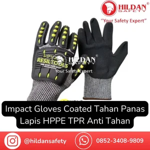 Impact Gloves Coated Heat Resistant HPPE TPR Coated Anti-Resistant
