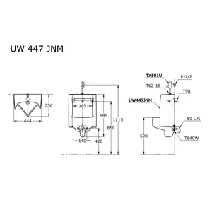  TOTO Urinal UW447JNM atau TX501U Flush Valves